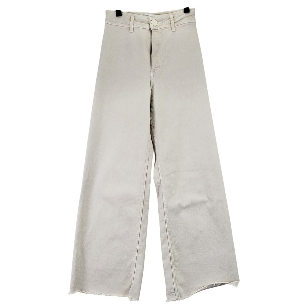 Zara The Marine Straight Wide Leg Pants Womens 2 Black High Rise Stretch